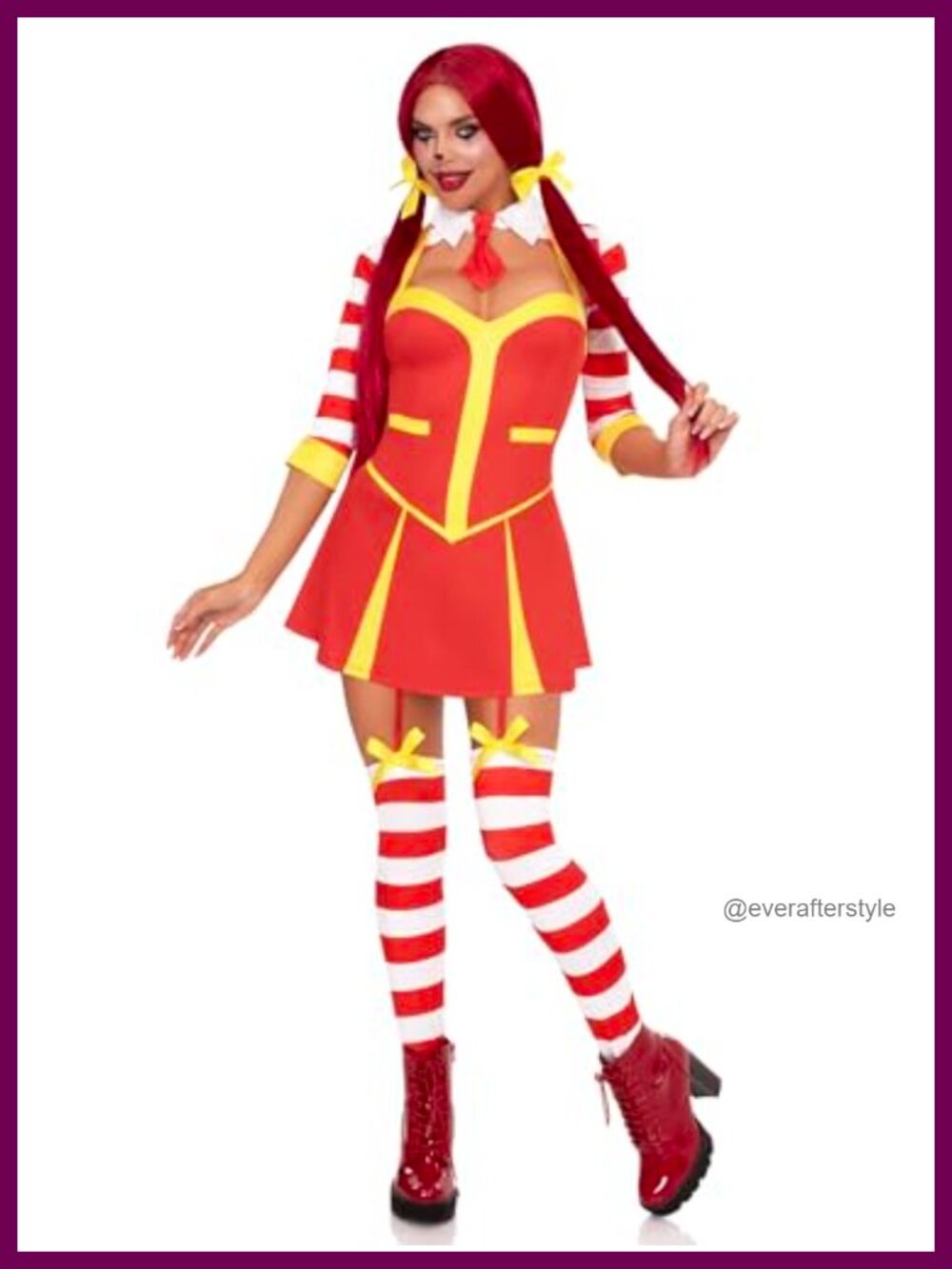 Ketchup Clown Costume Garter Dress Attached Thigh Highs Shrug